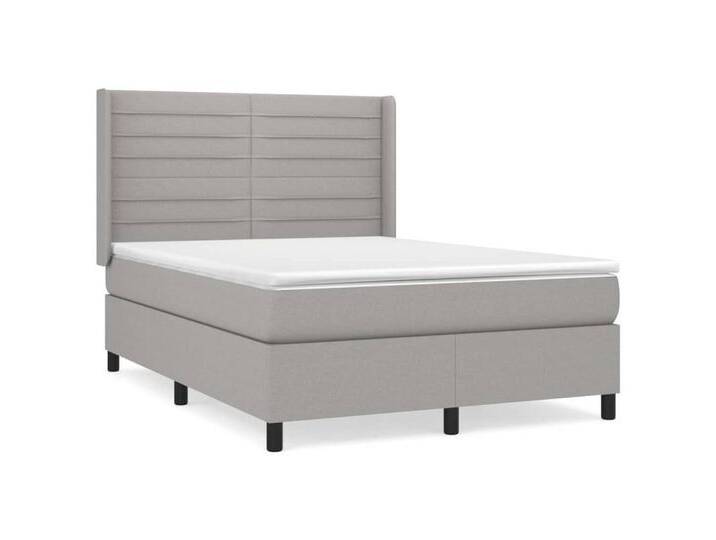 furnicato Bett Boxspringbett mit Matratze Hellgrau 140x190 cm Stoff (1-tlg), grau von OTTO