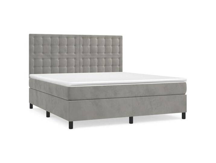 furnicato Bett Boxspringbett mit Matratze Hellgrau 160x200 cm Samt (1-tlg), grau von OTTO