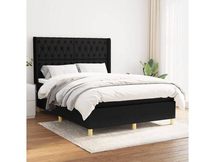 furnicato Bett Boxspringbett mit Matratze Schwarz 140x200 cm Stoff, schwarz, 140 x 200 cm, Schwarz furnicato Bett Boxspringbett mit Matratze Schwarz 140x200 cm Stoff, schwarz, 140 x 200 cm, Schwarz von OTTO
