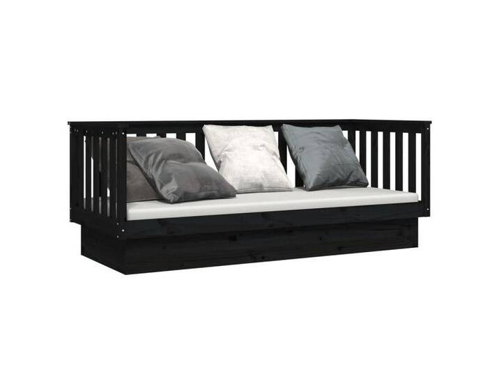 furnicato Bett Tagesbett Schwarz 75x190 cm Massivholz Kiefer (1-tlg), schwarz, 75 x 190 cm, Schwarz von OTTO