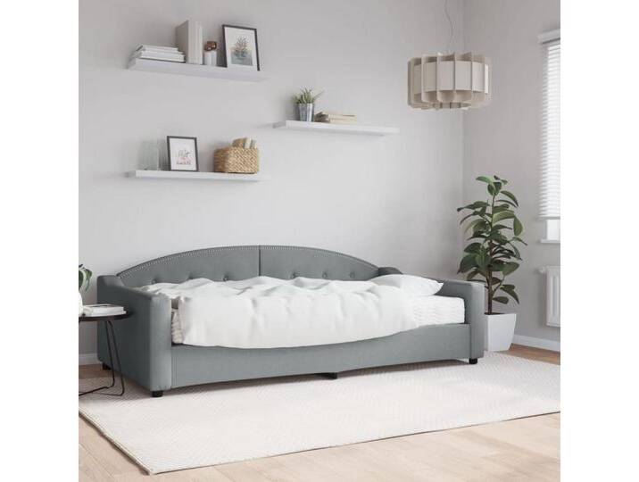 furnicato Bett Tagesbett mit Matratze Hellgrau 100x200 cm Stoff, grau, 100 x 200 cm, Hellgrau von OTTO