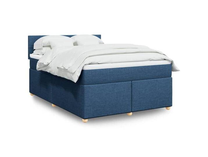 furnicato Bettgestell Boxspringbett mit Matratze Blau 140x200 cm Stoff, blau, 140 x 200 cm, Blau von OTTO