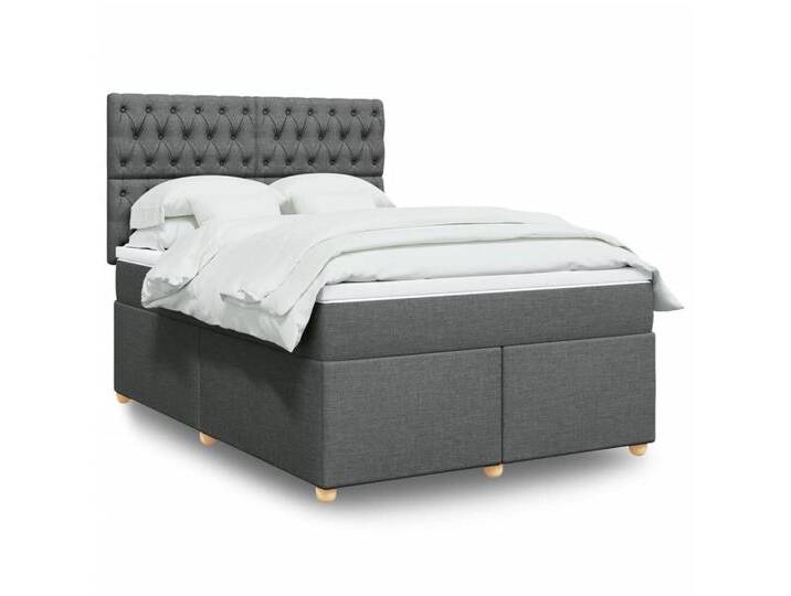 furnicato Bettgestell Boxspringbett mit Matratze Dunkelgrau 160x200 cm Stoff, grau, 160 x 200 cm, Grau von OTTO