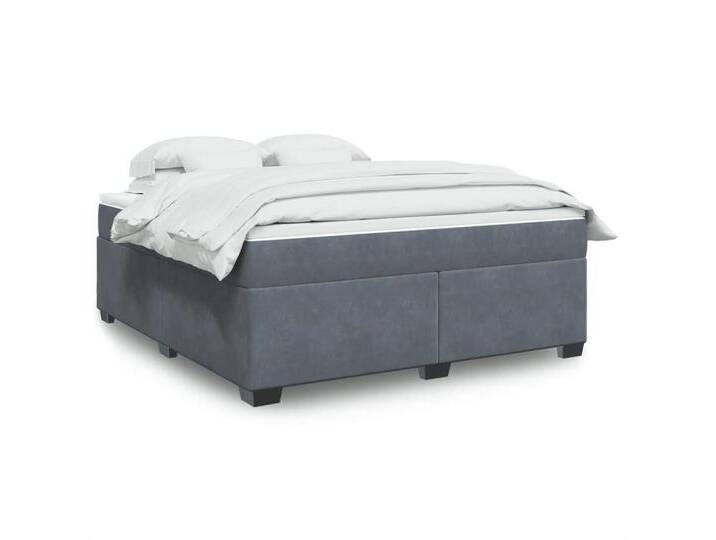 furnicato Bettgestell Boxspringbett mit Matratze Dunkelgrau 180x200 cm Samt, grau, 180 x 200 cm, Dunkelgrau furnicato Bettgestell Boxspringbett mit Matratze Dunkelgrau 180x200 cm Samt, grau, 180 x 200 cm, Dunkelgrau von OTTO