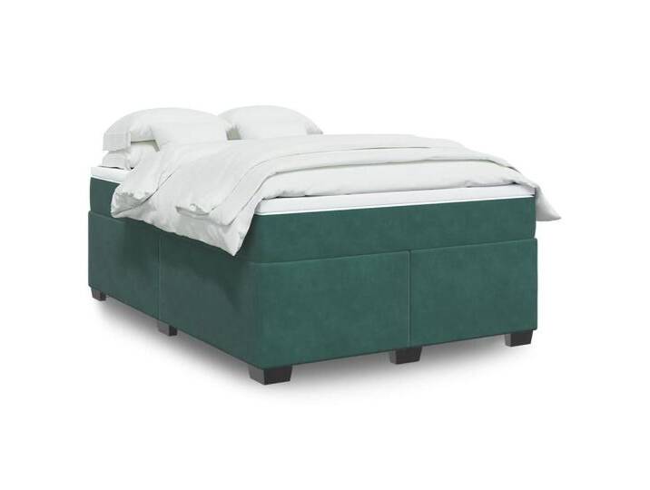 furnicato Bettgestell Boxspringbett mit Matratze Dunkelgrün 140x200 cm Samt, grün, 140 x 200 cm, Dunkelgrün von OTTO