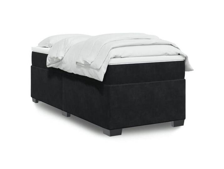 furnicato Bettgestell Boxspringbett mit Matratze Schwarz 90x200 cm Samt, schwarz, 90 x 200 cm, Schwarz von OTTO