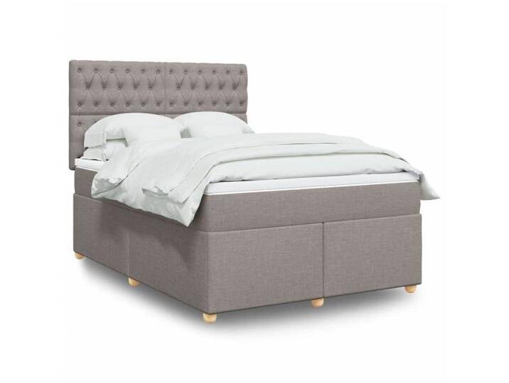 furnicato Bettgestell Boxspringbett mit Matratze Taupe 160x200 cm Stoff, grau, 160 x 200 cm, Taupe von OTTO