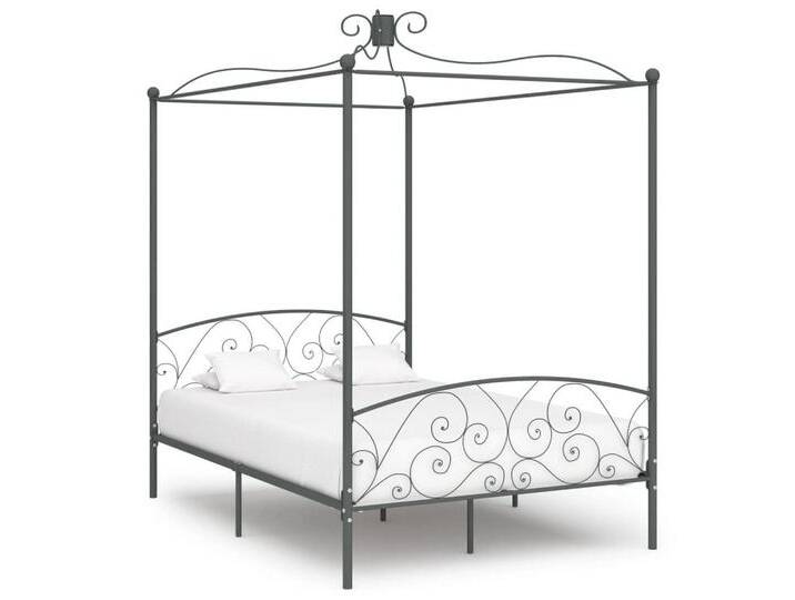 furnicato Bettgestell Himmelbett-Gestell Grau Metall 120 x 200 cm, grau, Grau von OTTO