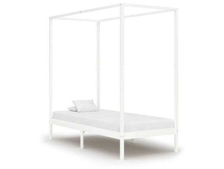 furnicato Bettgestell Himmelbett-Gestell Weiß Massivholz Kiefer 90 x 200 cm, weiß, Weiß von OTTO