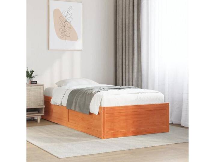 furnicato Bettgestell Massivholzbett ohne Matratze Wachsbraun 100x200 Kiefernholz, braun, 100 x 200 cm, Wachsbraun von OTTO