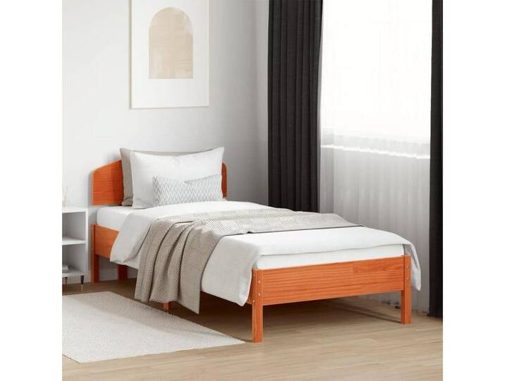 furnicato Bettgestell Massivholzbett ohne Matratze Wachsbraun 100x200 Kiefernholz, braun, 100 x 200 cm, Wachsbraun von OTTO