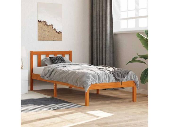furnicato Bettgestell Massivholzbett ohne Matratze Wachsbraun 100x200 Kiefernholz, braun, 100 x 200 cm von OTTO