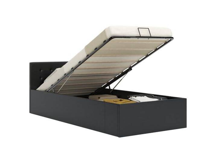 furnicato Bettgestell Stauraumbett Hydraulisch Schwarz Kunstleder 90x200 cm, schwarz, 90 x 200 cm, Schwarz von OTTO