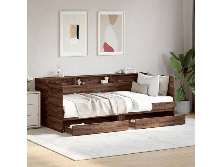 furnicato Bettgestell Tagesbett mit Schubladen ohne Matratze 100x200 cm, braun, 100 x 200 cm, Braune Eiche von OTTO