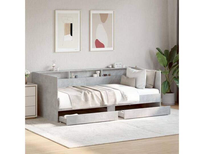 furnicato Bettgestell Tagesbett mit Schubladen ohne Matratze Betongrau 100x200 cm, grau, 100 x 200 cm, Betongrau von OTTO