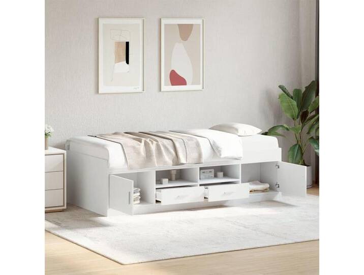 furnicato Bettgestell Tagesbett mit Schubladen ohne Matratze Weiß 100x200 cm, weiß, 100 x 200 cm, Weiß von OTTO