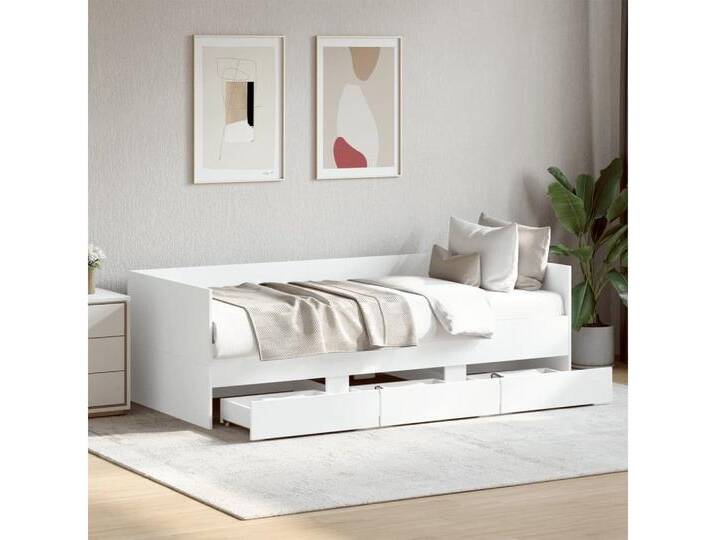 furnicato Bettgestell Tagesbett mit Schubladen ohne Matratze Weiß 100x200 cm, weiß, 100 x 200 cm, Weiß von OTTO