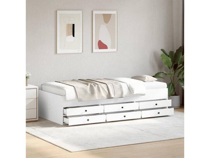 furnicato Bettgestell Tagesbett mit Schubladen ohne Matratze Weiß 100x200 cm, weiß, 100 x 200 cm, Weiß von OTTO