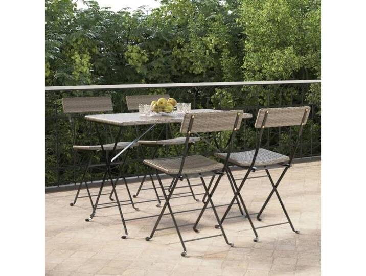 furnicato Bistrostuhl Bistrostühle 4 Stk. Klappbar Grau Poly Rattan und Stahl (1 St), grau, Grau von OTTO