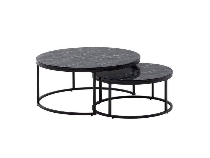 furnicato Couchtisch 2er Set Schwarz Marmor Optik Sofatisch Rund Wohnzimmertisch, schwarz furnicato Couchtisch 2er Set Schwarz Marmor Optik Sofatisch Rund Wohnzimmertisch, schwarz von OTTO