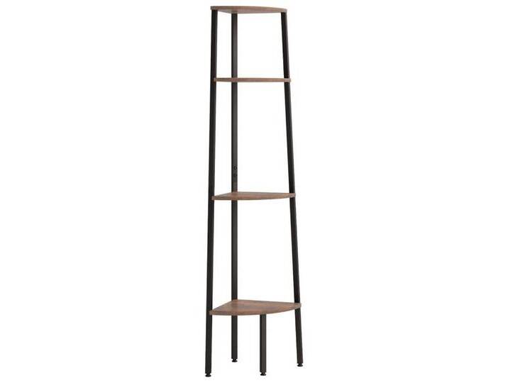 furnicato Eckregal 4-stöckiges Dunkelbraun und Schwarz 45,5 x 31,5 x 150 cm, 1-tlg., braun, Holz, Dunkelbraun von OTTO