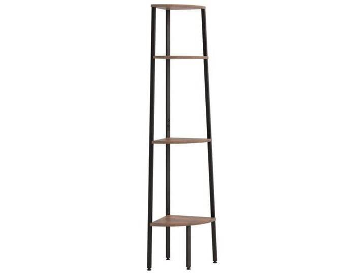 furnicato Eckregal 4-stöckiges Dunkelbraun und Schwarz 45,5 x 31,5 x 150 cm, 1-tlg., braun, Holz, Dunkelbraun von OTTO