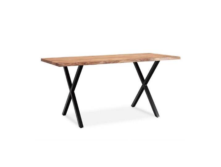 furnicato Esstisch Esszimmertisch 200x100x76 cm Massivholz, Walnuss Finish / Metall Baum (1-St), braun von OTTO