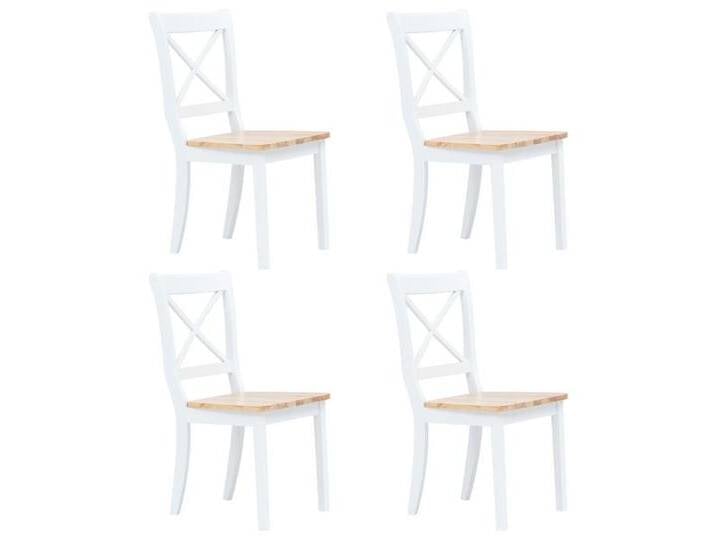 furnicato Esszimmerstuhl Esszimmerstühle 4 Stk Weiß Helles Holz Massivholz Kautschukbaum (1 St), weiß, Weidenrute, Weiß und Natur von OTTO