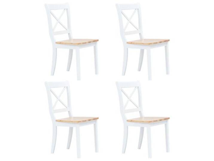 furnicato Esszimmerstuhl Esszimmerstühle 4 Stk Weiß Helles Holz Massivholz Kautschukbaum (1 St), weiß, Weidenrute, Weiß und Natur von OTTO