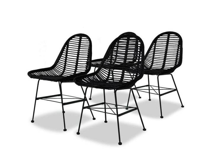 furnicato Esszimmerstuhl Esszimmerstühle 4 Stk. Natur Rattan Schwarz (4 St), schwarz, 4 St. von OTTO