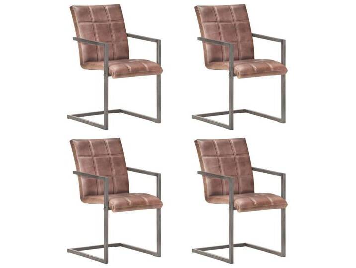 furnicato Esszimmerstuhl Freischwinger 4 Stk. Braun Echtleder (1 St), braun, Leder, Dunkelbraun von OTTO