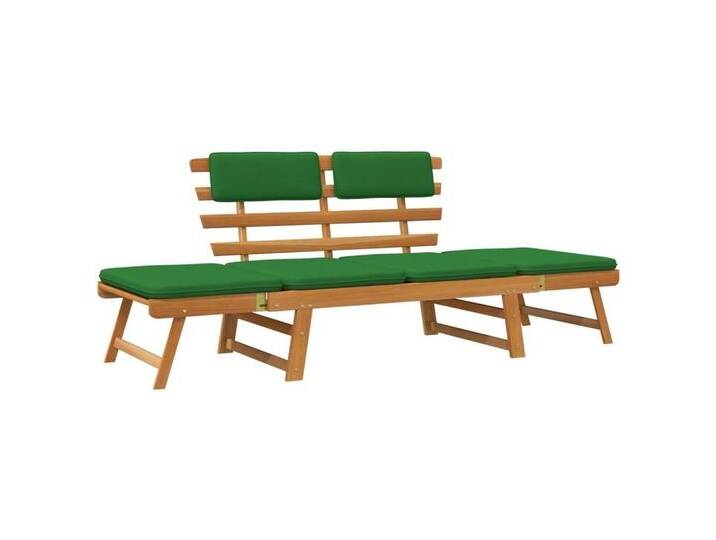 furnicato Gartenbank mit Auflagen 2-in-1 190 cm Massivholz Akazie (1-St., 1 x Tagesbett/Gartenbank, 4 x Sitzkissen, 2 x Rückenkissen), grün, Grün von OTTO