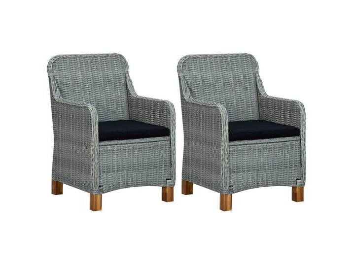 furnicato Gartenstuhl Gartenstühle mit Kissen 2 Stk. Poly Rattan Hellgrau (2 St), grau, Hellgrau von OTTO