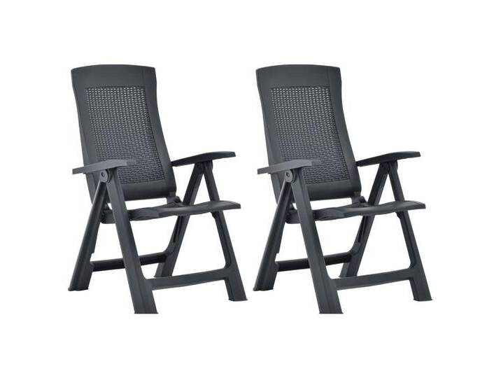 furnicato Gartenstuhl Verstellbare Gartenstühle 2 Stk. Kunststoff Anthrazit (2 St), schwarz von OTTO