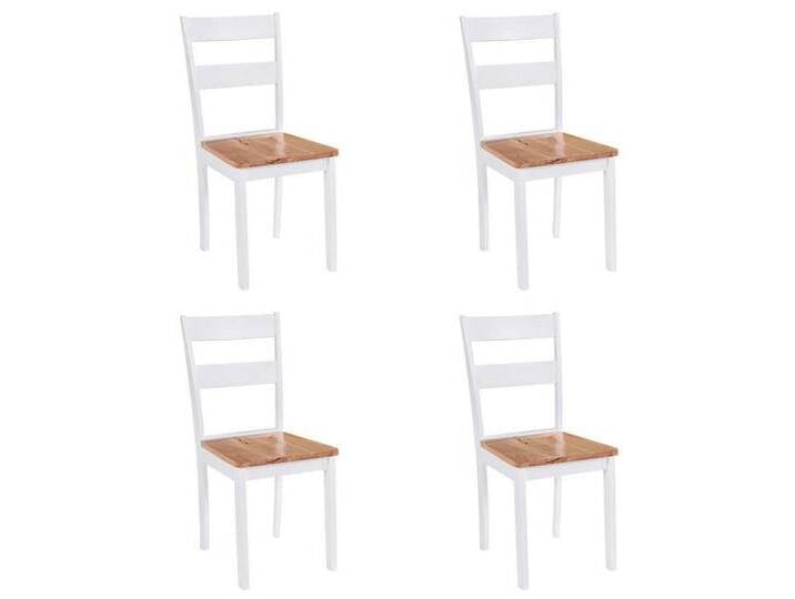 furnicato Holzstuhl Esszimmerstühle 4 Stk. Weiß Massivholz Gummibaum (1 St), weiß von OTTO
