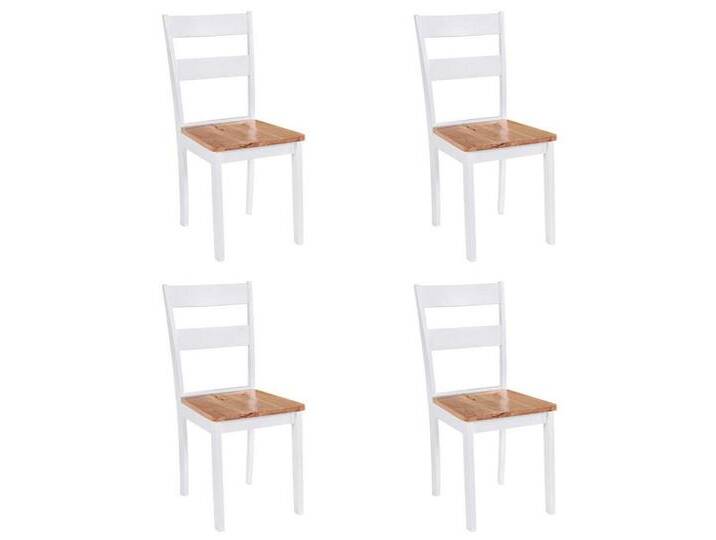 furnicato Holzstuhl Esszimmerstühle 4 Stk. Weiß Massivholz Gummibaum (1 St), weiß von OTTO