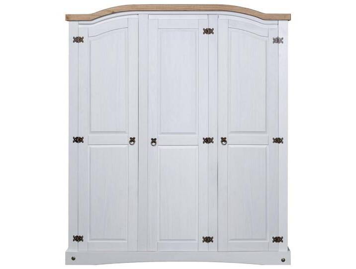 furnicato Kleiderschrank Mexiko-Stil Kiefernholz 3 Türen Weiß (1-St), weiß von OTTO