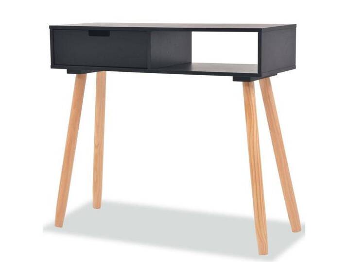 furnicato Konsolentisch Kiefernholz Massiv 80 x 30 x 72 cm Schwarz (1-St), schwarz von OTTO