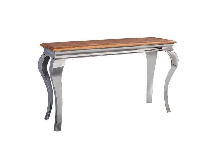 furnicato Konsolentisch Mango Massivholz, Walnuss finish / Metall 130x76,5x42 cm (1-St), silberfarben von OTTO
