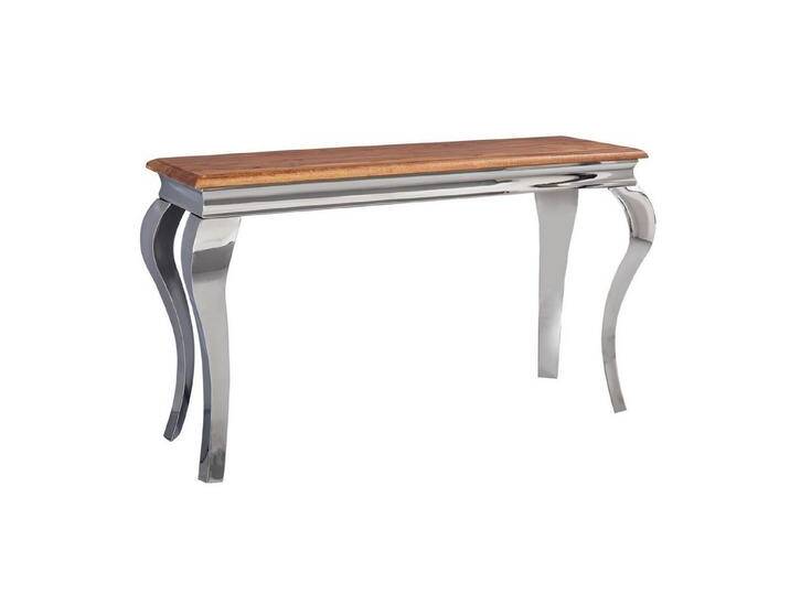 furnicato Konsolentisch Mango Massivholz, Walnuss finish / Metall 130x76,5x42 cm (1-St), silberfarben von OTTO