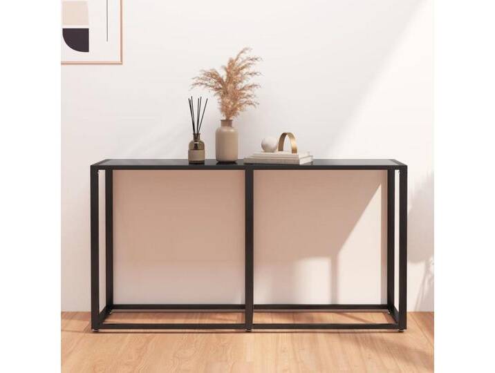 furnicato Konsolentisch Schwarz 140x35x75,5 cm Hartglas (1-St), schwarz, Schwarz von OTTO