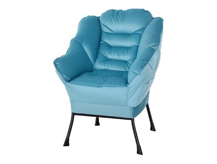 furnicato Polsterstuhl Moderner Akzentstuhl mit Stahlbeinen und Seitentaschen, Blau (1 St), blau von OTTO