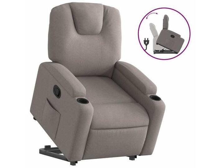 furnicato Massagesessel Relaxsessel mit Aufstehhilfe Taupe Stoff (1-St), grau, Taupe von OTTO