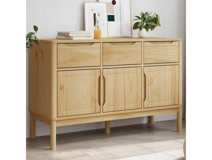 furnicato Sideboard FLORO Wachsbraun 114x43x74 cm Massivholz Kiefer (1 St), braun, Braun von OTTO