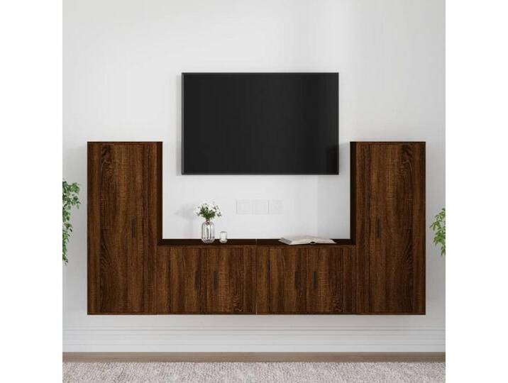 furnicato TV-Schrank 4-tlg. TV-Schrank-Set Braun Eichen-Optik Holzwerkstoff (1-St), braun, Braun von OTTO