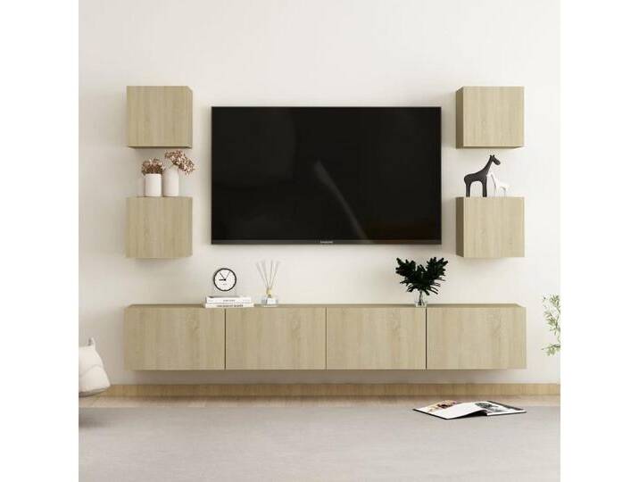 furnicato TV-Schrank 6-tlg. TV-Schrank-Set Sonoma-Eiche Holzwerkstoff (1-St), braun, Sonoma oak von OTTO