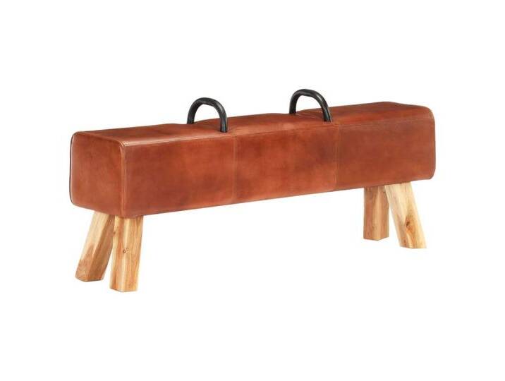 furnicato Truhenbank Vintage Turnbock-Bank mit Griffen Echtes Ziegenleder (1-St), braun von OTTO