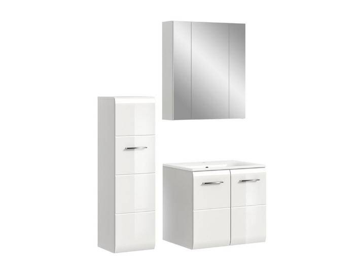 furnling Badmöbel-Set Ivy, (3-St., Spiegelschrank, Standschrank, Waschbeckenunterschrank mit Waschbecken), Badezimmermöbel, Komplett-Set, Hochglanz Front, Höhe 185 cm von OTTO