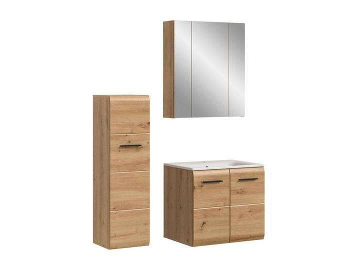 furnling Badmöbel-Set Ivy, (3-St., Spiegelschrank, Standschrank, Waschbeckenunterschrank mit Waschbecken), Badezimmermöbel, Komplett-Set, Höhe 185 cm von OTTO