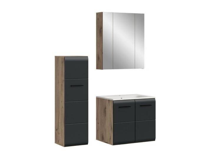 furnling Badmöbel-Set Ivy, (3-St., Spiegelschrank, Standschrank, Waschbeckenunterschrank mit Waschbecken), Badezimmermöbel, Komplett-Set, Höhe 185 cm von OTTO